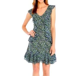 Michael Kors Garden Patch Floral Ruffle Dress Sleeveless Medium Wedding Summer